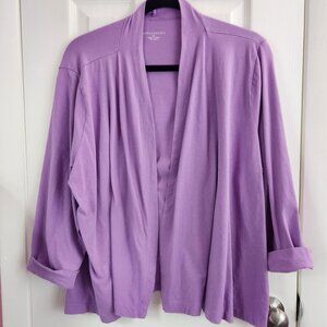 Appleseeds Womens Open Front Cardigan Purple Lightweight Knit XL